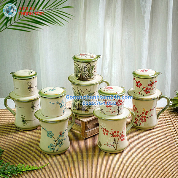CÁC MẪU PHIN CAFE GỐM SỨ ĐA DẠNG MÀU MEN, HOẠ TIẾT