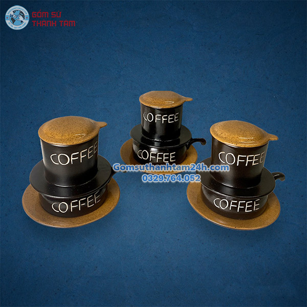 PHIN CAFE GỐM SỨ DÁNG NHỎ HOẠ TIẾT CHỮ COFFEE