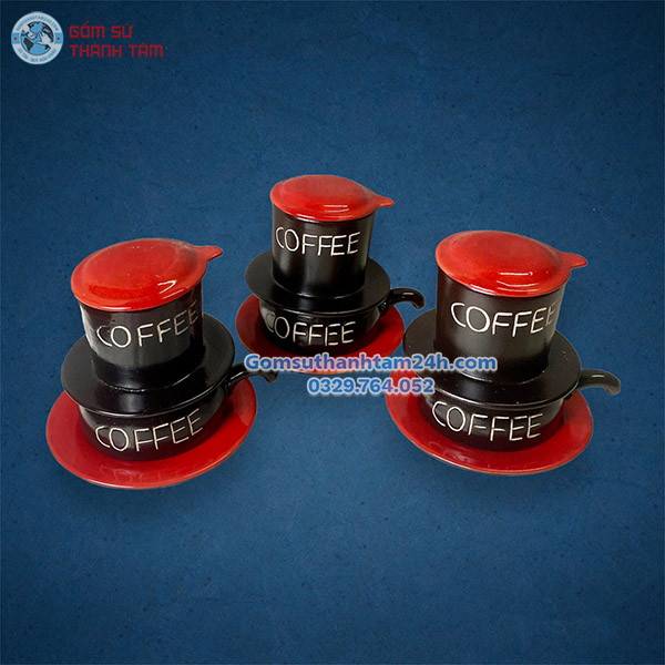 PHIN CAFE GỐM SỨ DÁNG NHỎ HOẠ TIẾT CHỮ COFFEE