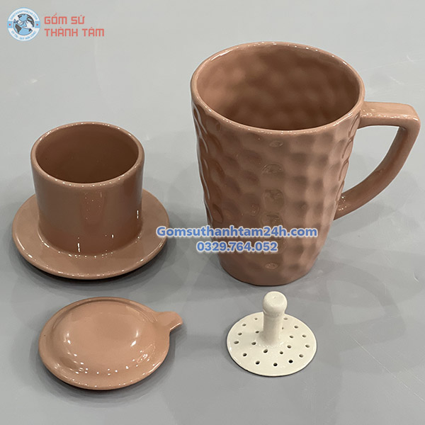 BỘ PHIN CAFE MEN GỐM DÁNG TO TRƠN ĐẸP MẮT