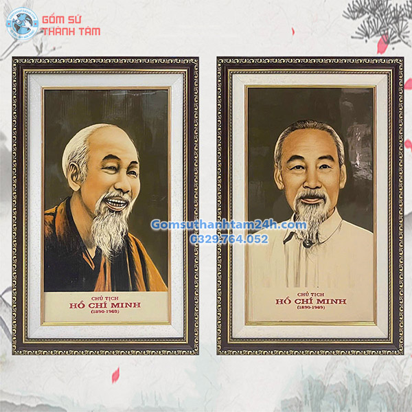 TRANH SỨ BÁT TRÀNG BÁC HỒ KHUNG CHỮ NHẬT