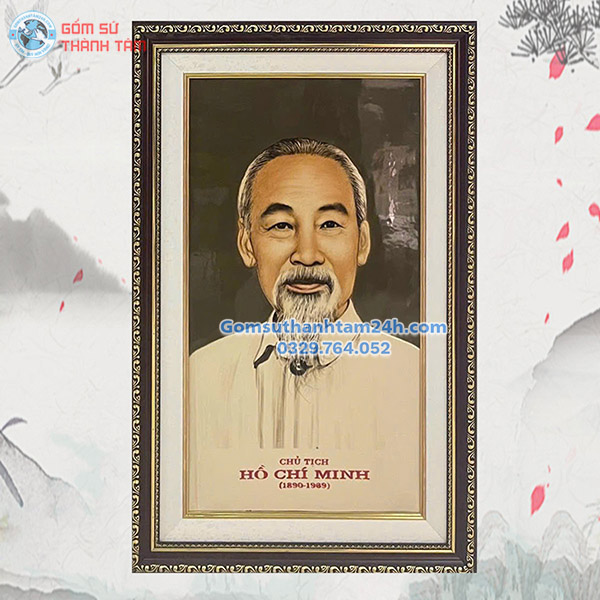 TRANH SỨ BÁT TRÀNG BÁC HỒ KHUNG CHỮ NHẬT