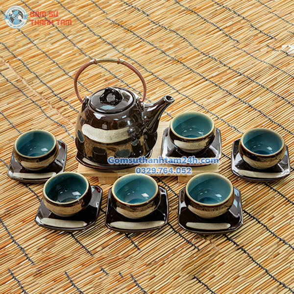 BỘ ẤM CHÉN HOẢ BIẾN MEN ĐEN ĐỘC ĐÁO ĐĨA RỜI