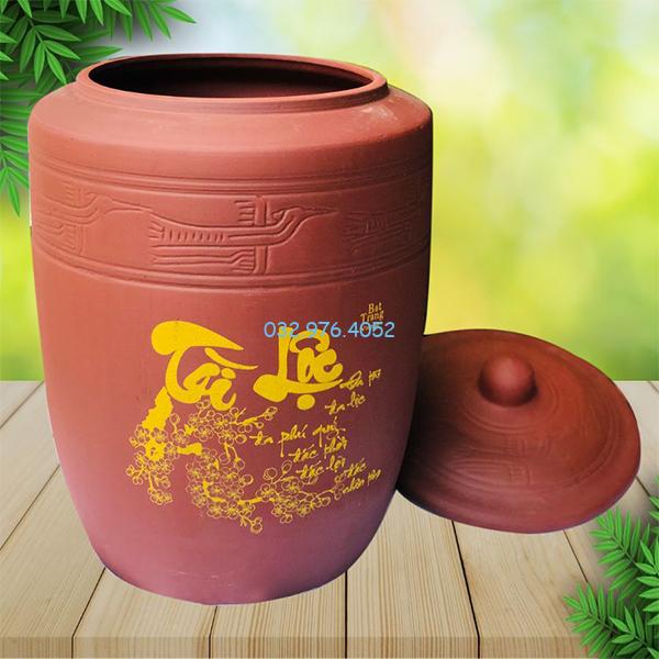 Chum Đựng Gạo Tài Lộc Nắp Cao