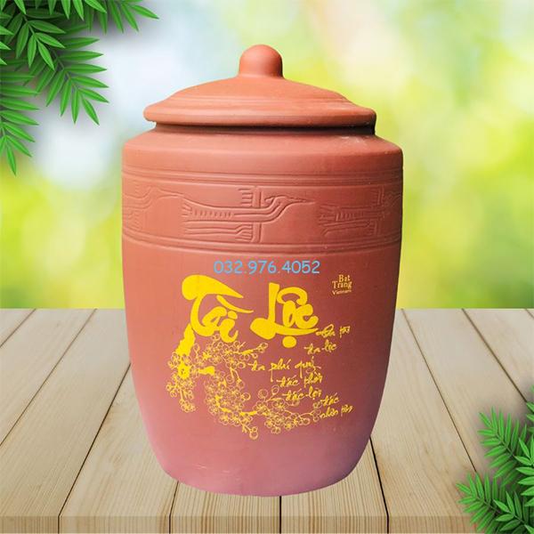 Chum Đựng Gạo Tài Lộc Nắp Cao