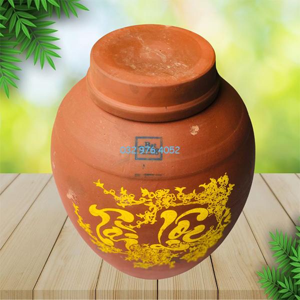 Chum Đựng Gạo Tài Lộc Nắp Phẳng