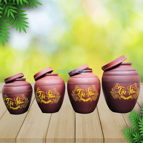 Chum Đựng Gạo Tài Lộc Nắp Phẳng