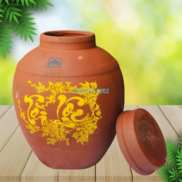 Chum Đựng Gạo Tài Lộc Nắp Phẳng