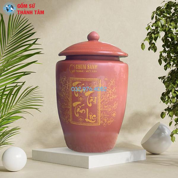 Chum Đựng Gạo Tấn Tài Tấn Lộc Đắp Nổi