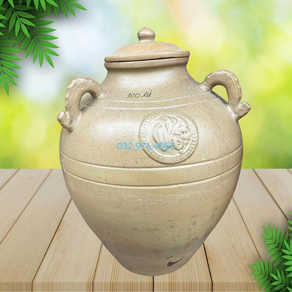 Chum Sành Cổ Đắp Nổi Chữ Thọ