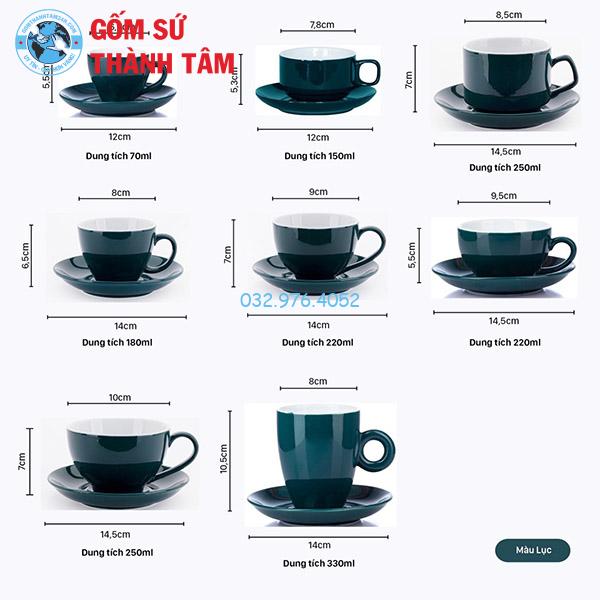 Cốc Ly Sứ Cafe Men Bóng Xanh Cổ Vịt