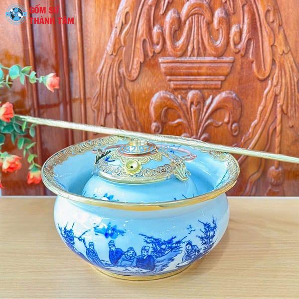 Combo Phụ Kiện Ấm Chén Men Lam | Bọc Đồng