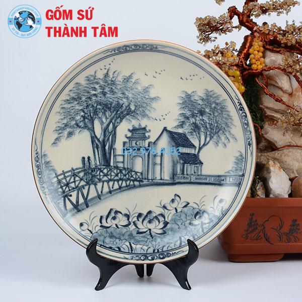 Đĩa sứ lưu niệm rạn trơn