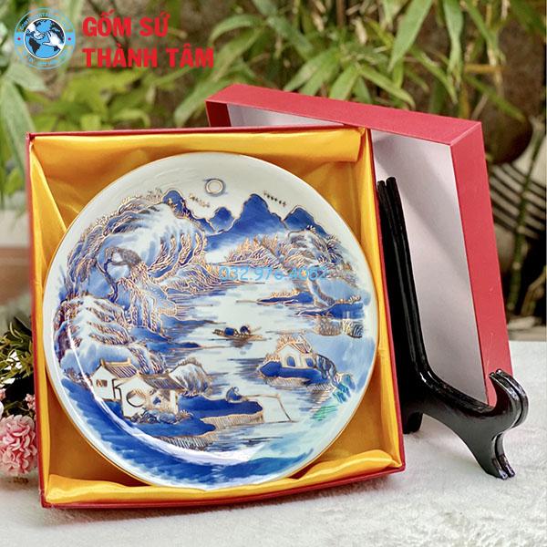 Đĩa sứ lưu niệm vàng kim