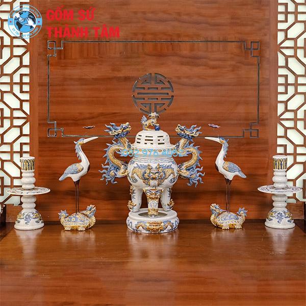 Đồ thờ men rạn lưu hương đỉnh hạc