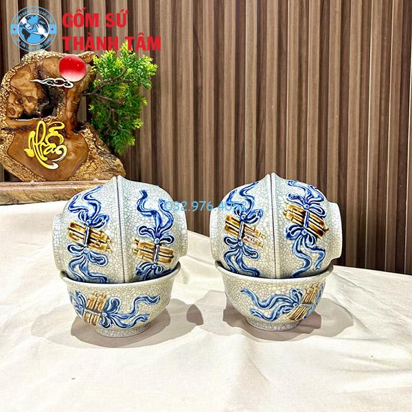 Đồ thờ men rạn rời sen bát đĩa