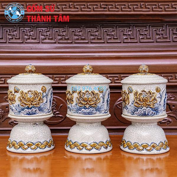 Đồ thờ men rạn rời sen choé