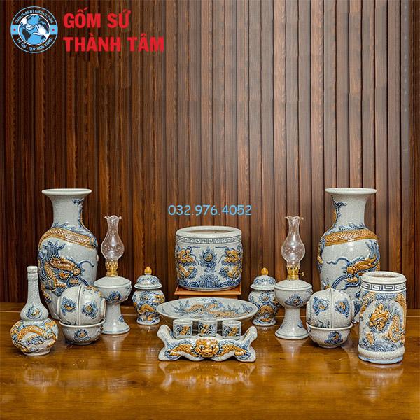 Đồ thờ men rạn tổng thể rồng treo tường