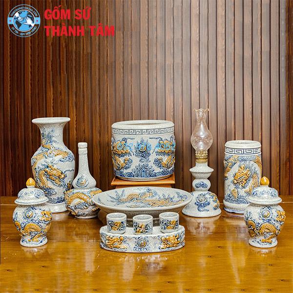 Đồ thờ men rạn tổng thể rồng treo tường