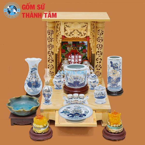 Đồ thờ vẽ vàng tổng thể sen thần tài