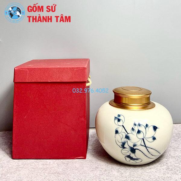 Hộp Đựng Chè Dáng Tròn Men Kem