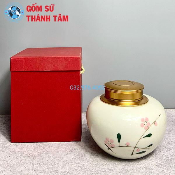 Hộp Đựng Chè Dáng Tròn Men Kem