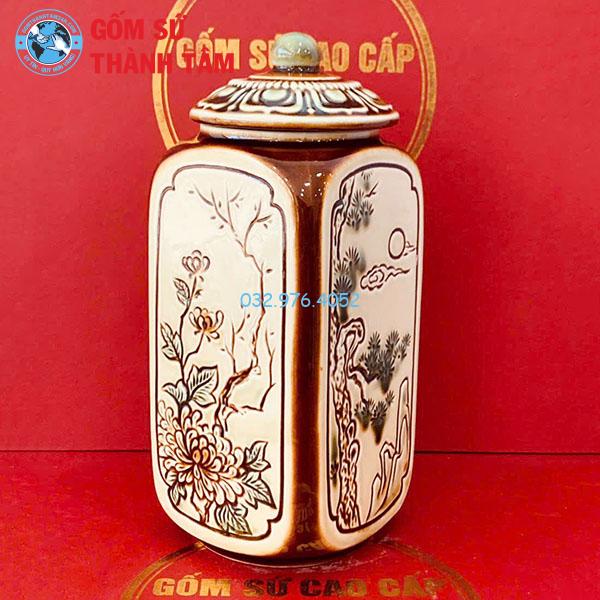 Hộp Đựng Chè Đắp Nổi Dáng Cao Hộp Đựng Chè Đắp Nổi Dáng Cao