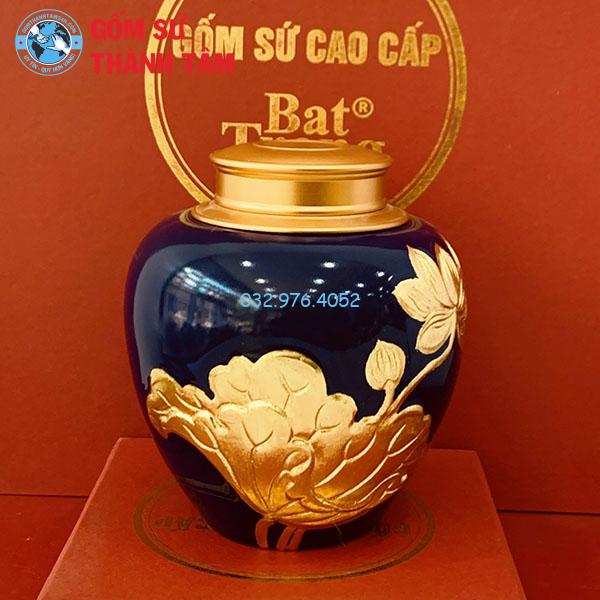 Hộp Đựng Chè Đắp Nổi Vàng Kim
