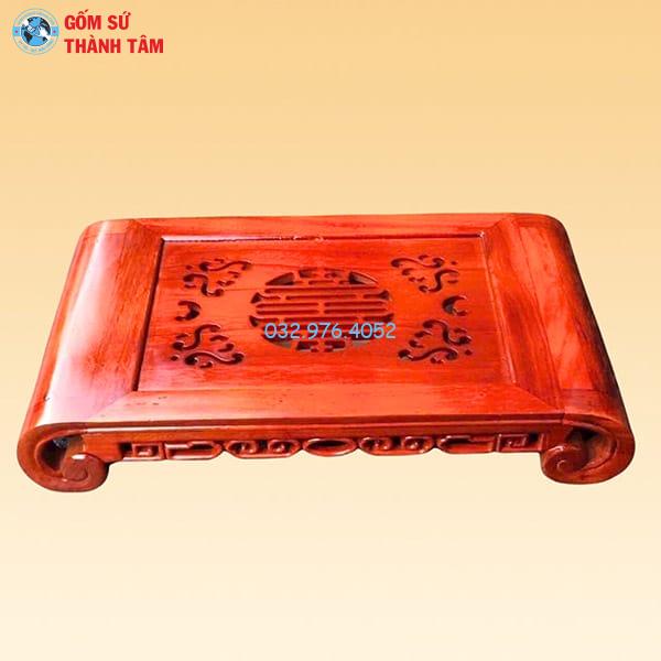 Khay Đựng Ấm Trà Gỗ Hoa
