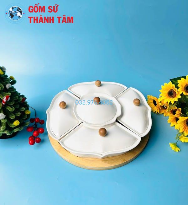 Khay đựng mứt kẹo hoa sen