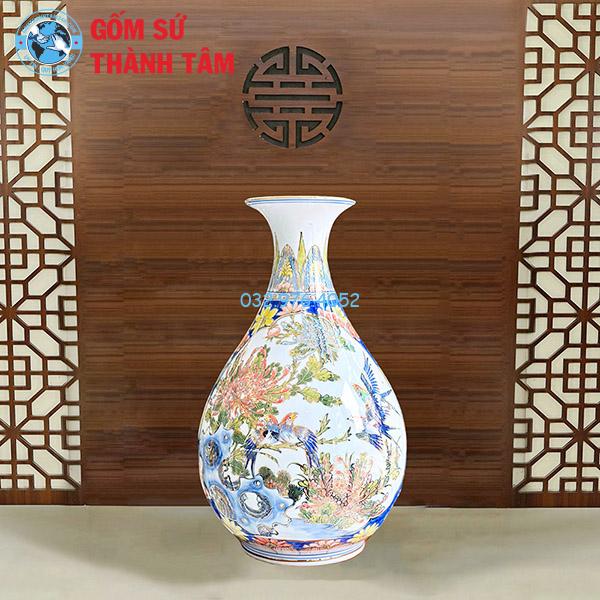 Lục Bình Tỳ Bà Vẽ Vàng Hoa Lá