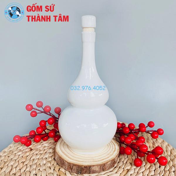 Nậm Rượu Hồ Lô Men Bóng 2 Bầu