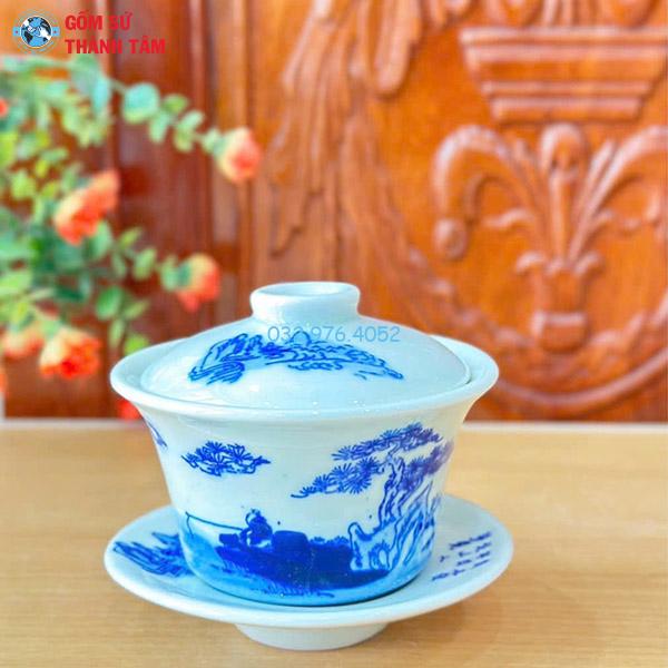 Phụ Kiện Ấm Chén Men Lam | Bát Sâm Trơn