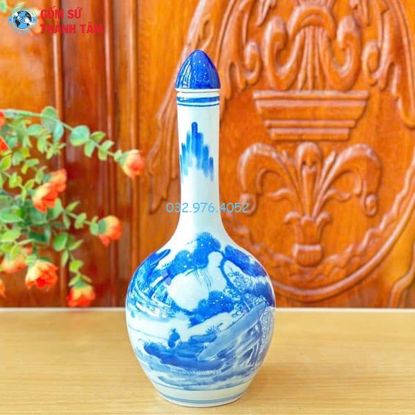 Phụ Kiện Ấm Chén Men Lam | Nậm Rượu Trơn