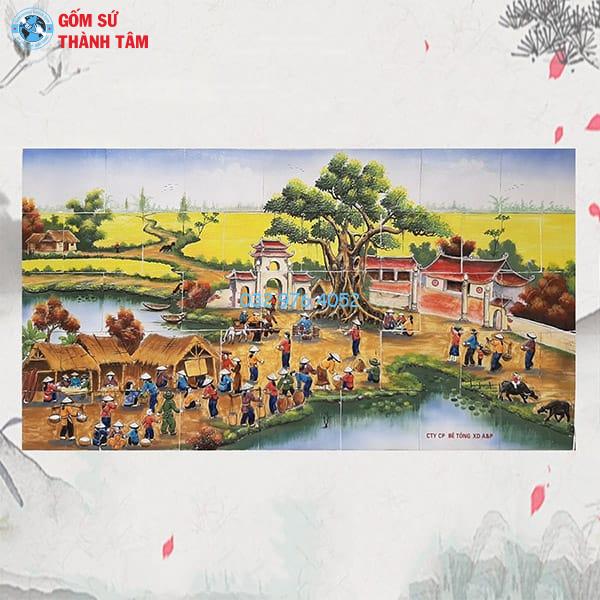 tranh gom ve tron op tuong lang que
