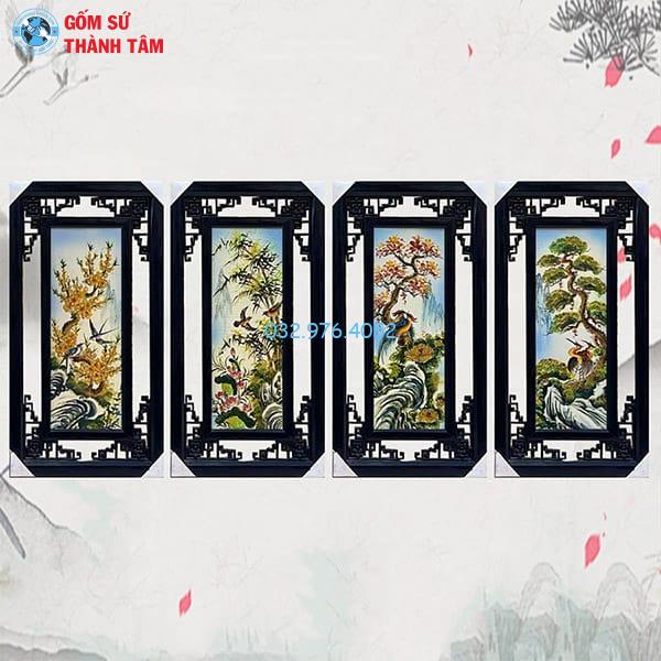 Tranh Tứ Quý Khung Nhỏ Vẽ Trơn