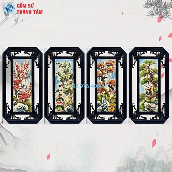 Tranh Tứ Quý Khung Nhỏ Vẽ Trơn