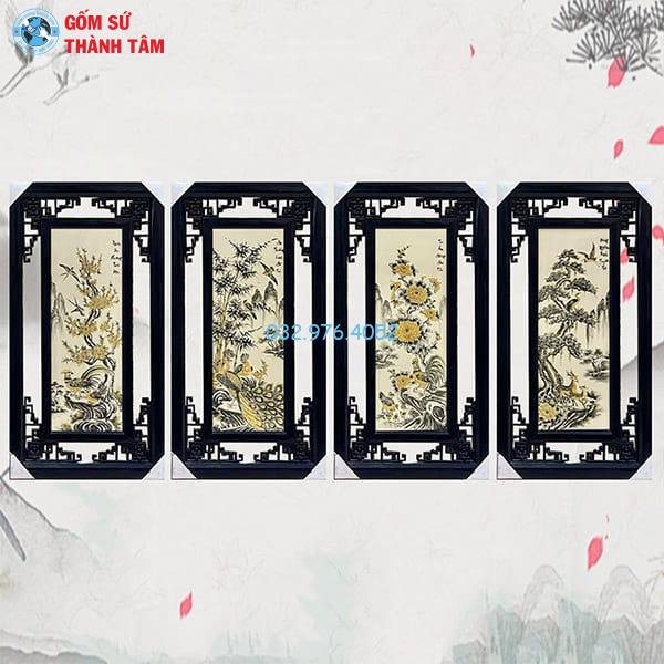 Tranh Tứ Quý Khung Nhỏ Vẽ Trơn