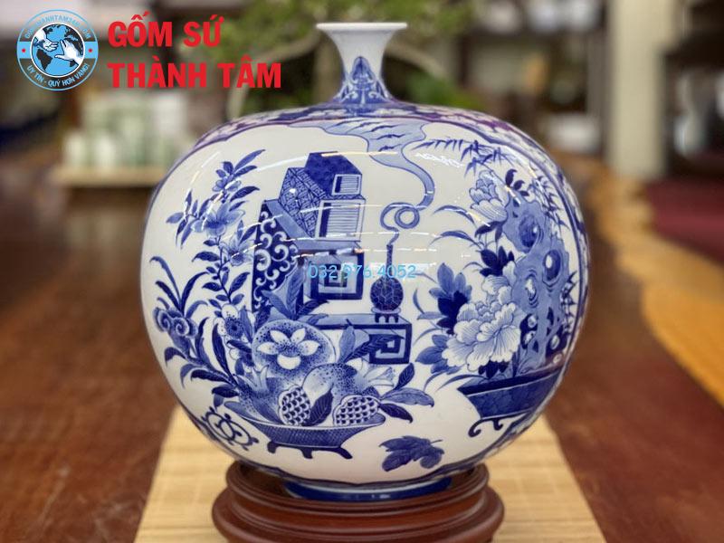 Bình hút lộc Bát Tràng men lam mang đến nét đẹp truyền thống và tinh tế