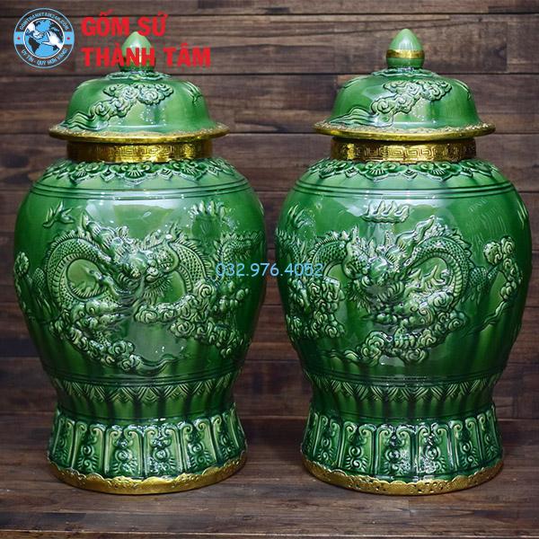 Bộ đồ thờ men ngọc lục bảo rời rồng chóe
