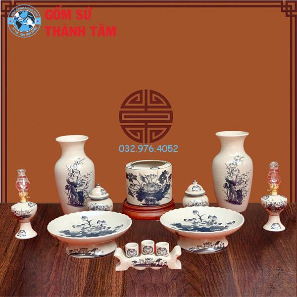 Đồ thờ men rạn tràm cổ tổng thể sen treo tường