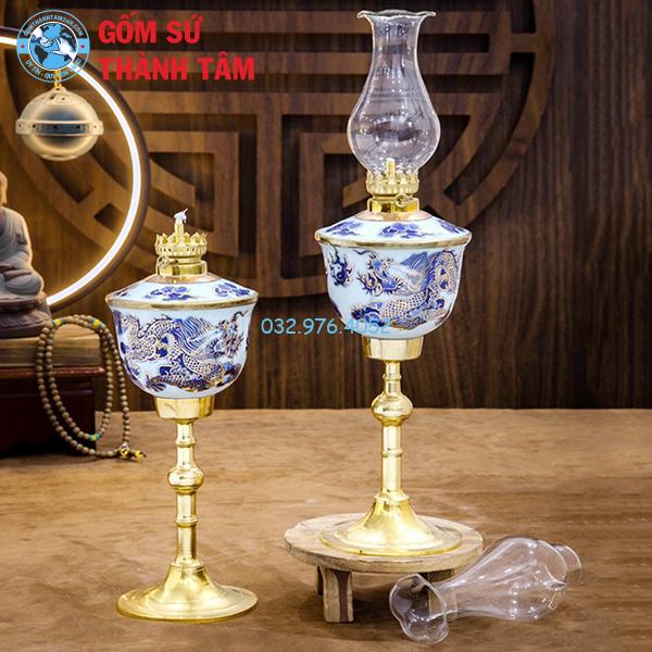 Đồ thờ vẽ vàng rời rồng đèn dầu