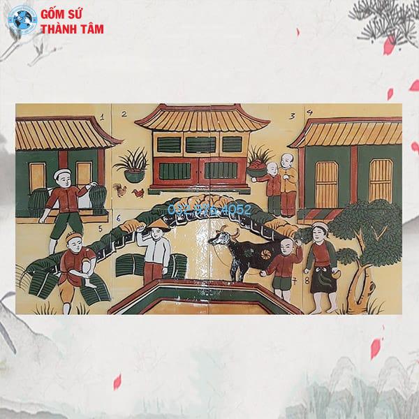 Tranh Gốm Vẽ Trơn Ốp Tường | Tranh Dân Gian