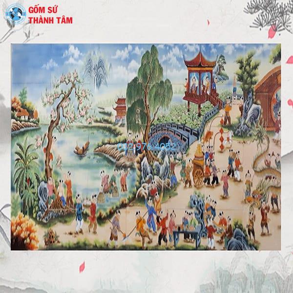 Tranh Gốm Vẽ Trơn Ốp Tường | Vinh Quy Bái Tổ