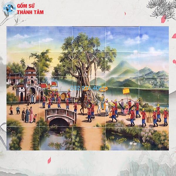 Tranh Gốm Vẽ Trơn Ốp Tường | Vinh Quy Bái Tổ