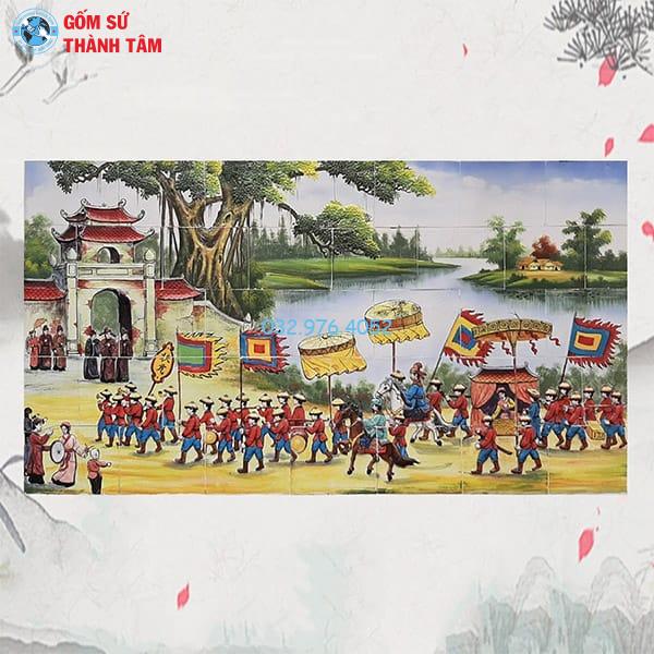 Tranh Gốm Vẽ Trơn Ốp Tường | Vinh Quy Bái Tổ