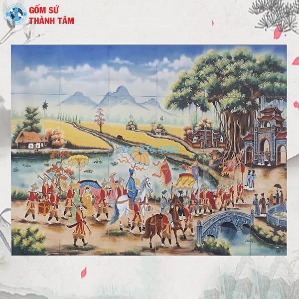 Tranh Gốm Vẽ Trơn Ốp Tường | Vinh Quy Bái Tổ