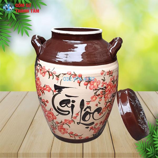 Vò Rượu Gốm Sứ Hoa Văn Tài Lộc