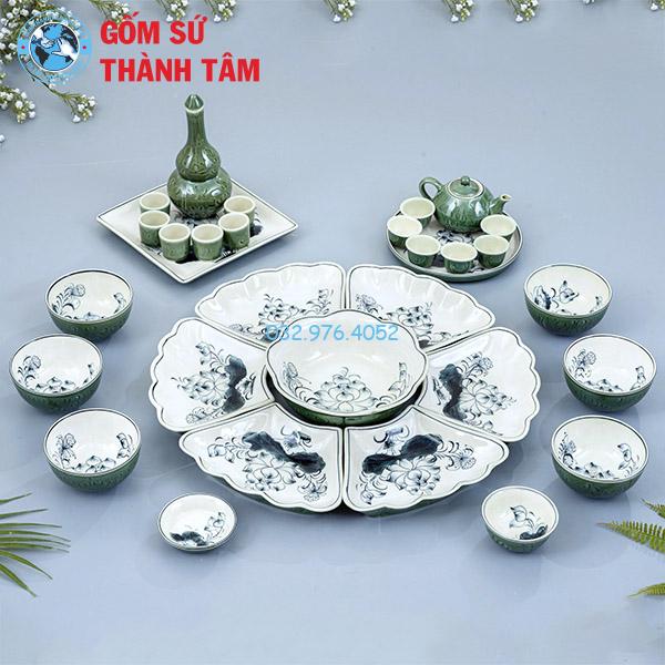 Bộ bát đĩa mặt trời hoạ tiết 1