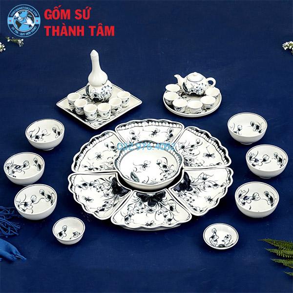 Bộ bát đĩa mặt trời hoạ tiết 2
